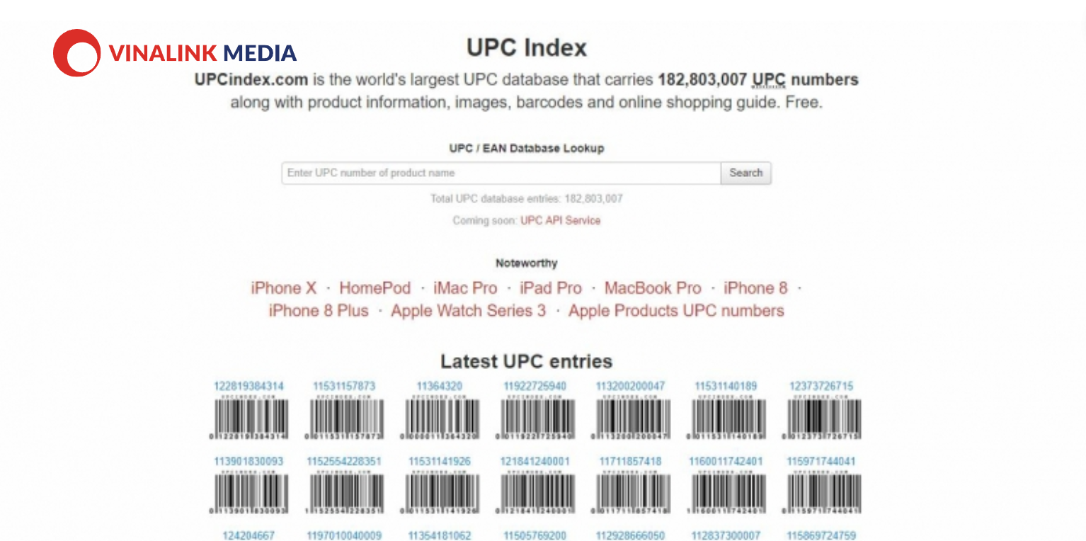 UPC Index - Thế giới thông tin sản phẩm trong tầm tay của bạn